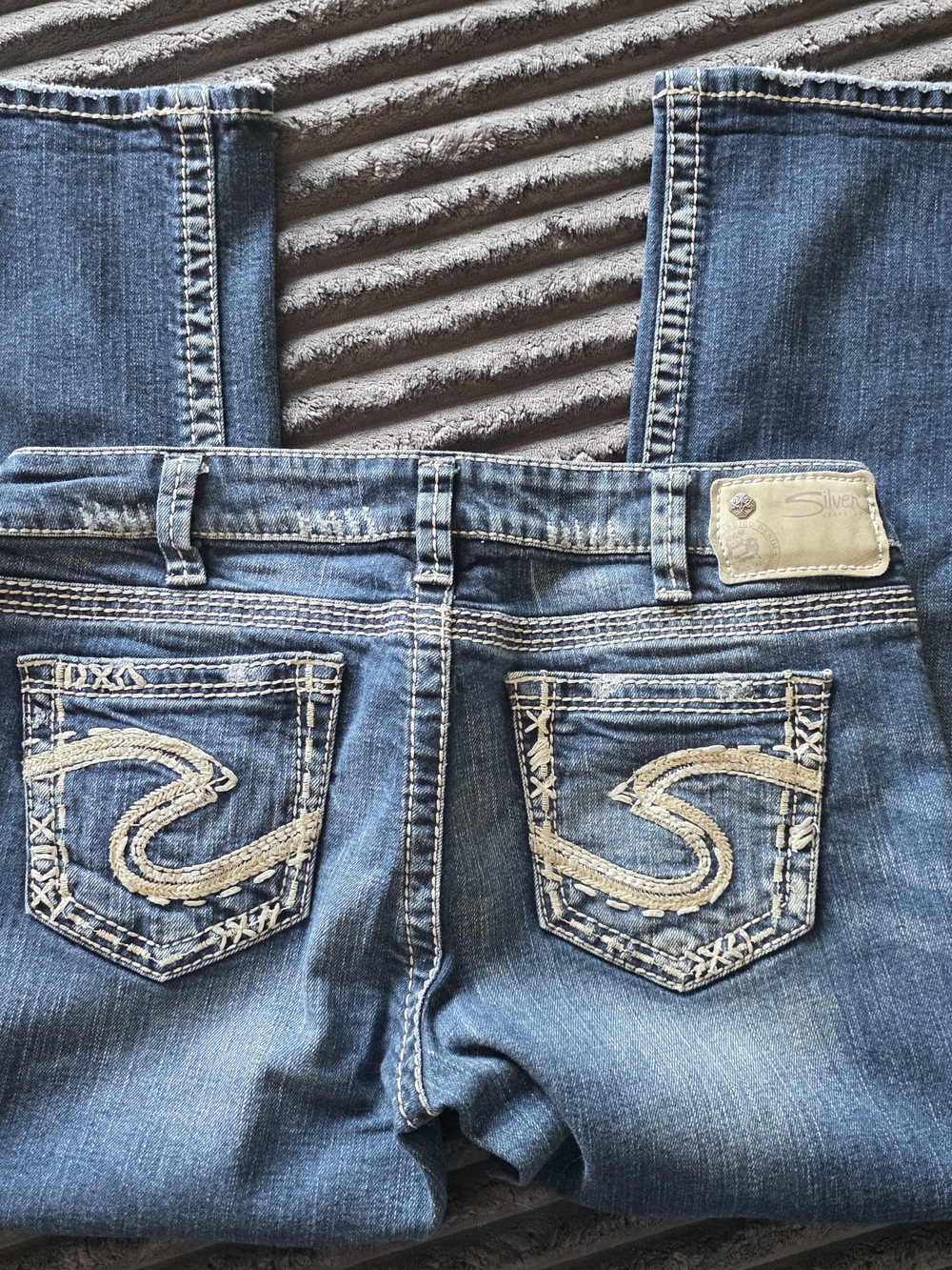 Silvers Blue Capris with Embroidered Back Pockets